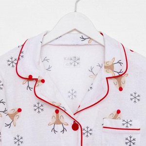 Пижама новогодняя женская (рубашка и брюки) KAFTAN "Deers", цвет белый 52-54