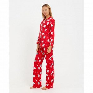 Пижама новогодняя женская (рубашка и брюки) KAFTAN Мишки, цвет красный, размер 40-42