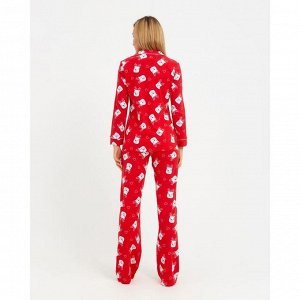 Пижама новогодняя женская (рубашка и брюки) KAFTAN Мишки, цвет красный