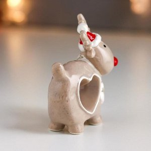 Сувенир керамика "Олешка красный нос, в колпаке, с сердечком" 9,4х3,9х7,7 см