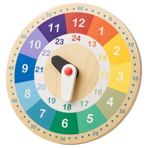 UNDERHÅLLA УНДЕРХОЛЛА Обучающие деревянные часы, разноцветный25 см