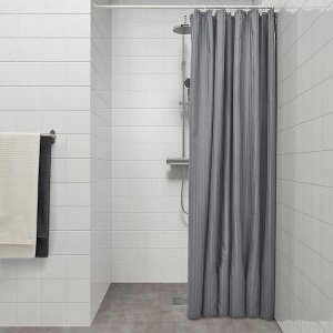 TOLFSEN ТОЛЬФСЕН Штора для ванной, темно-серый/сатин полоска180x200 см