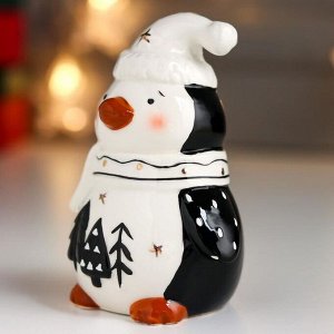 Сувенир керамика "Пингвин с ёлочками на пузе" 10,8х6,4х8,4 см