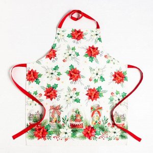 Нaбор подaрочный "Этель" Christmas red flowers, фaртук, полотенце, прихвaткa