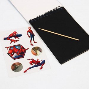 Блокнот-гравюра "Человек-Паук", 10 листов, лист наклеек, штихель, формат А6