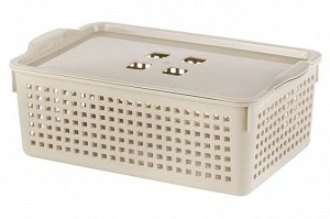 Корзинка "Лофт" 3,8л 295х185х105 мм с крышкой (латте)