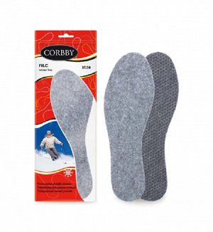 Стельки для обуви CORBBY Filc. Зимние из Войлока и резинового противоскользящего слоя. Амортизируют нагрузки, обеспечивают комфорт и удобство. пр. Польша.