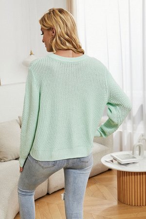 Зеленый вязаный свитер-кардиган с застежкой на пуговицах