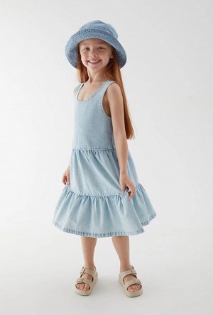 Платье джинсовое детское для девочек Schweppes светло-голубой