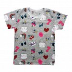 Футболка для девочки 411/106 кошки, радуга