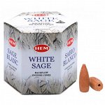 Благовония пуля White Sage БЕЛЫЙ ШАЛФЕЙ стелющийся дым НЕМ Индия 1шт