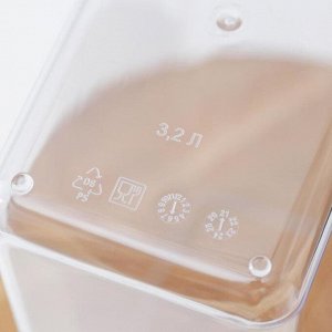 Контейнер для сыпучих продуктов «Степ», 3.2 л, 16*10*28 см, пластик, крышка белая