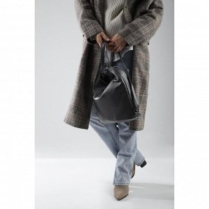 Сумка-мешок, отдел на молнии, наружный карман, регулируемый ремень, цвет серый