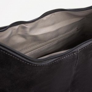 Сумка-хобо, отдел на молнии, наружный карман, длинный ремень, цвет серый