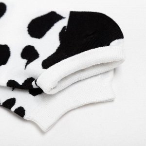 Носки женские укороченные Нжу540-02 "Коровий принт" цвет белый/чёрный, р-р 23-25 (36-40)