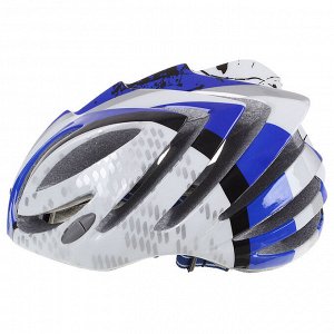 Шлем велосипедиста взрослый T23, размер 52-60 см, цвет синий/белый