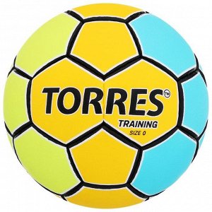 Мяч гандбольный TORRES Training, размер 0, ПУ, ручная сшивка, цвет жёлтый/голубой