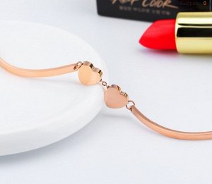 Женский браслет "сердца", цвет "розовое золото" (бижутерия)+ коробочка