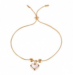 Женский браслет с затяжкой, "сердце", цвет "розовое золото" (бижутерия)+ коробочка