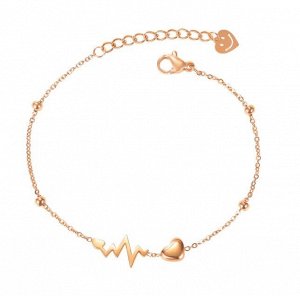 Женский браслет-цепочка, "кардиограмма", цвет "розовое золото" (бижутерия)+коробочка