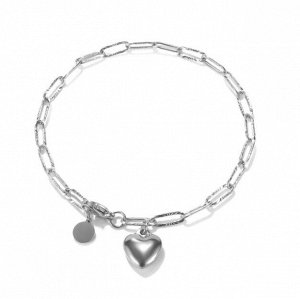 Женский браслет-цепочка крупная,"сердце" цвет стальной (бижутерия)+ коробочка