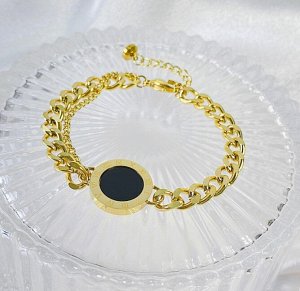 Женский двойной браслет-цепочка, цвет "золотой" (бижутерия)+коробочка