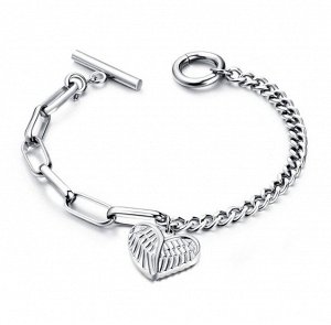 Женский браслет-цепочка,"кралья формой сердца",  цвет стальной (бижутерия)+коробочка