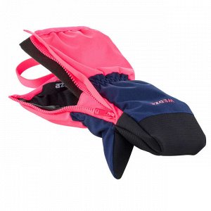 Варежки лыжные теплые водонепроницаемые для детей сине-розовые флюоресцентные