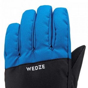 Перчатки лыжные теплые водонепроницаемые для детей сине-серые 500