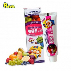 Зубная паста  "Pororo" для детей от 3 лет с пониженным содержанием фтора (со вкусом микса фруктов) (коробка) 90 г