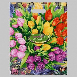 Пакет полиэтиленовый "Цветочная мозаика" 38*47 см, 60 мкм