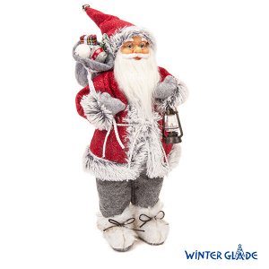 Фигурка Дед Мороз 46 см с фонарем (красный/серый) (6)