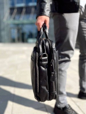 Мужская кожаная сумка под ноутбук, через плечо