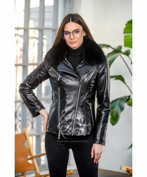 Женская кожаная куртка для межсезонья Артикул: OL-9110-65-P