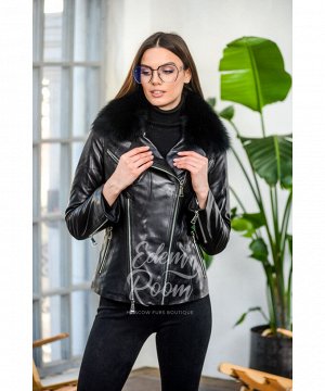 Женская кожаная куртка для межсезонья Артикул: OL-9110-65-P