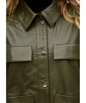 Зеленая куртка - рубашка из натуральной кожи Артикул: D-BC-79-60-H