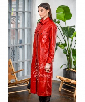 Красный кожаный плащ - рубашка Артикул: Z68-115-RD