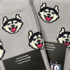 Stereo Socks 0106 Носки мужские, женские с прикольным принтом Хаски