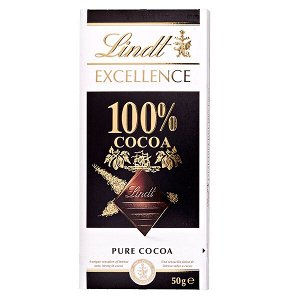 Шоколад LINDT EXCELLENCE 100% PURE COCOA 50 г 1уп.х 18 шт.
