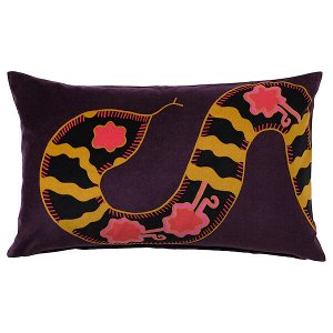 KARISMATISK КАРИСМАТИСК Чехол на подушку, рисунок «змея» фиолетовый40x65 см