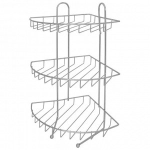 Полка угловая трехъярусная CHR-349, размер: 25,3*21,5*43см (хром.металл, крепление: шуруп)