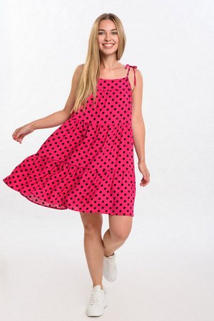 Платье штапель 5953/01/Розовый, черный