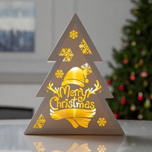 Фигура светодиодная "Елка. Merry Christmas", 27х22.5х5 см, ААА*2, 10LED, Т/БЕЛЫЙ   688618