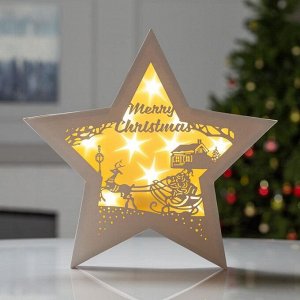 Фигура светодиодная "Звезда. Merry Christmas", 30х30х4 см, ААА*2, 10LED, Т/БЕЛЫЙ   688618