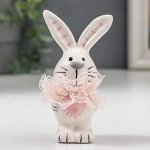 Сувенир керамика &quot;Зайка с розовым сердечком&quot; с кружевом 9,5х3,4х5,2 см