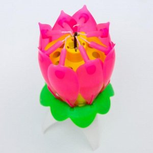 Свеча для торта музыкальная "Тюльпан", розовая, 12?5 см, Холодное сердце