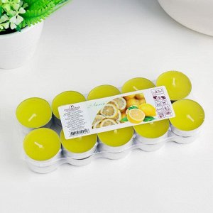 Набор чайных свечей ароматизированных в термоусадке "Лимон", 12 гр, 20 штук, 3,5 ч