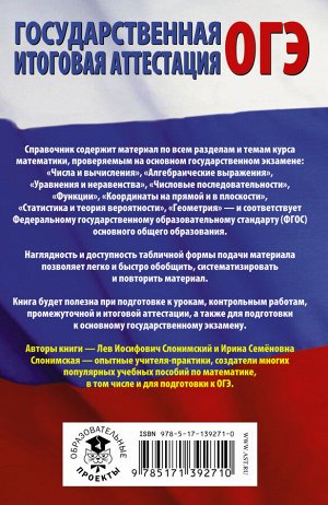 Слонимский Л.И., Слонимская И.С. ОГЭ. Математика в таблицах и схемах для подготовки к ОГЭ