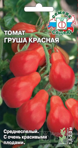 Томат Груша красная (тепл, ПУ, индет, грушевид, красн, 50-80г, цельнопл. консерв.). Евро, 0,1г.  тип упаковки Евро