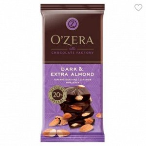 «OZera», шоколад горький с цельным миндалем Dark & Extra Almond, 90 г